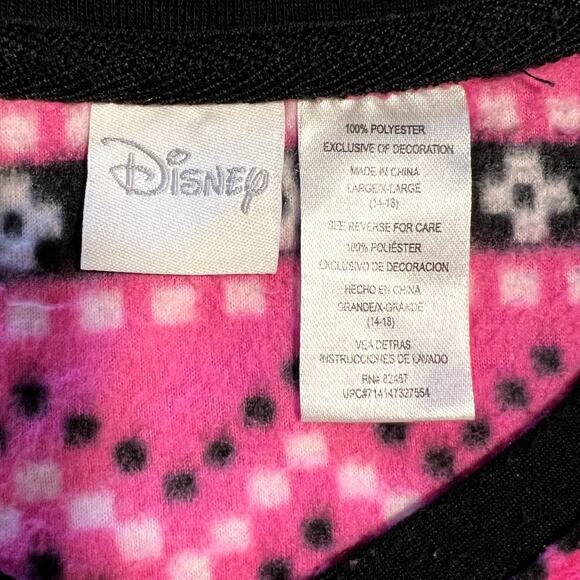 Disney Minnie Mouse Pajamas Night Shirt Pink Fleece PJs size L - Picture 4 of 9